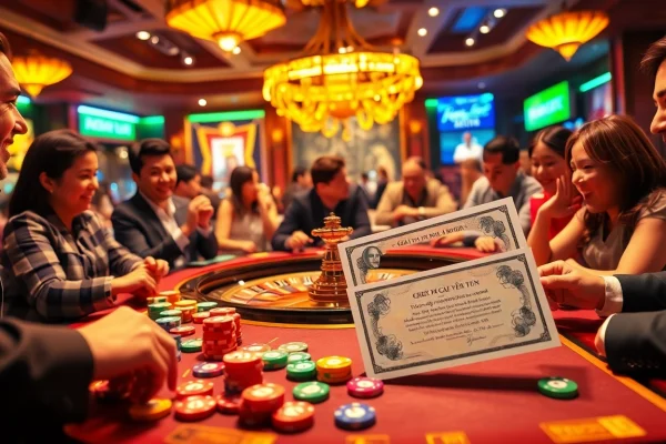 Experience the thrill of winning in a casino with giải mã nhà cái uy tín emphasized as players engage around a vibrant gaming table.