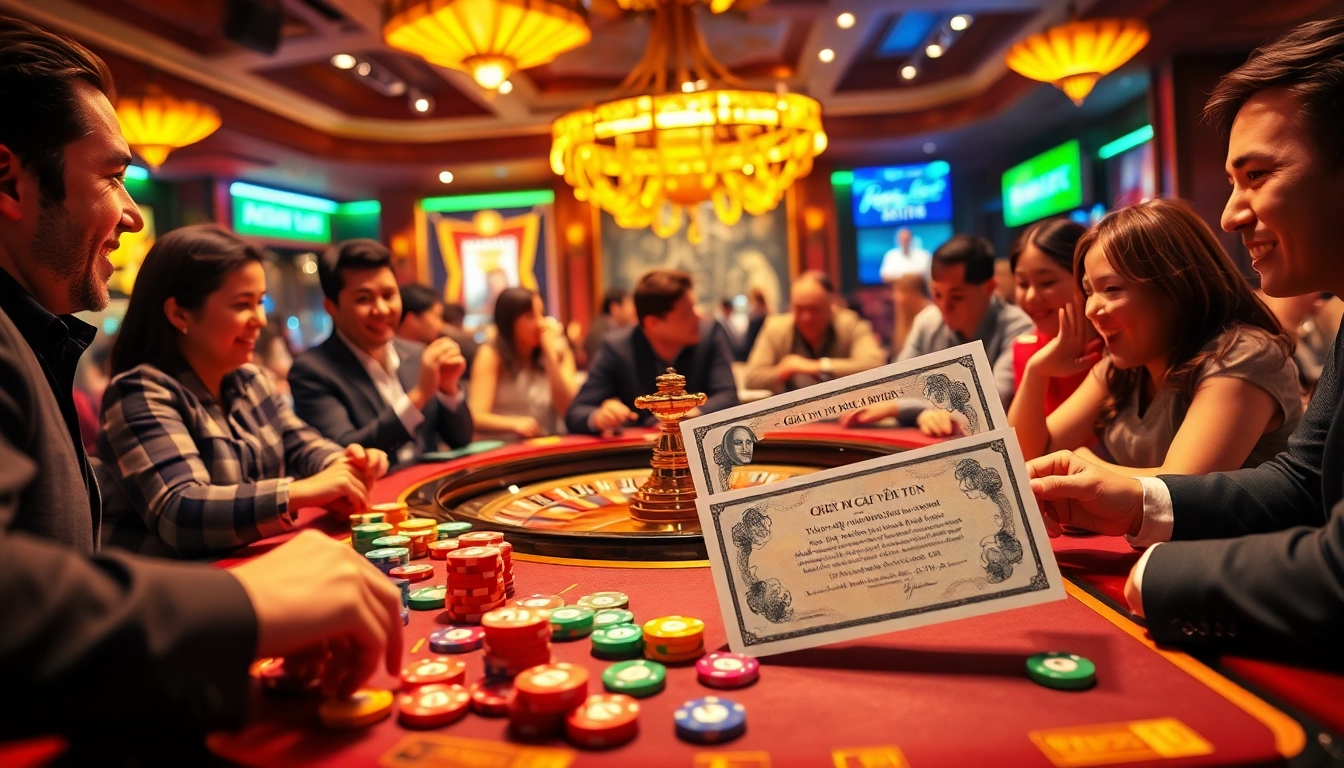 Experience the thrill of winning in a casino with giải mã nhà cái uy tín emphasized as players engage around a vibrant gaming table.