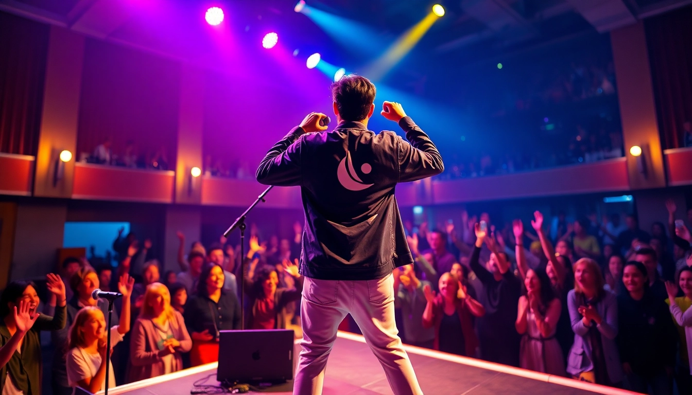 Ok88 captivating performance at a concert, showcasing vibrant lighting and an energetic crowd.