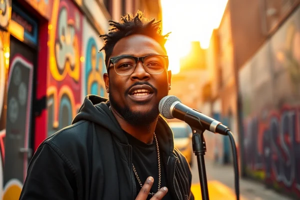 Experience Ok88 performing passionately against an urban backdrop, embodying vibrant music culture.