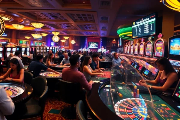 Players enjoying vibrant casino games at https://bj88.fans/ showcasing roulette, slots, and blackjack excitement.