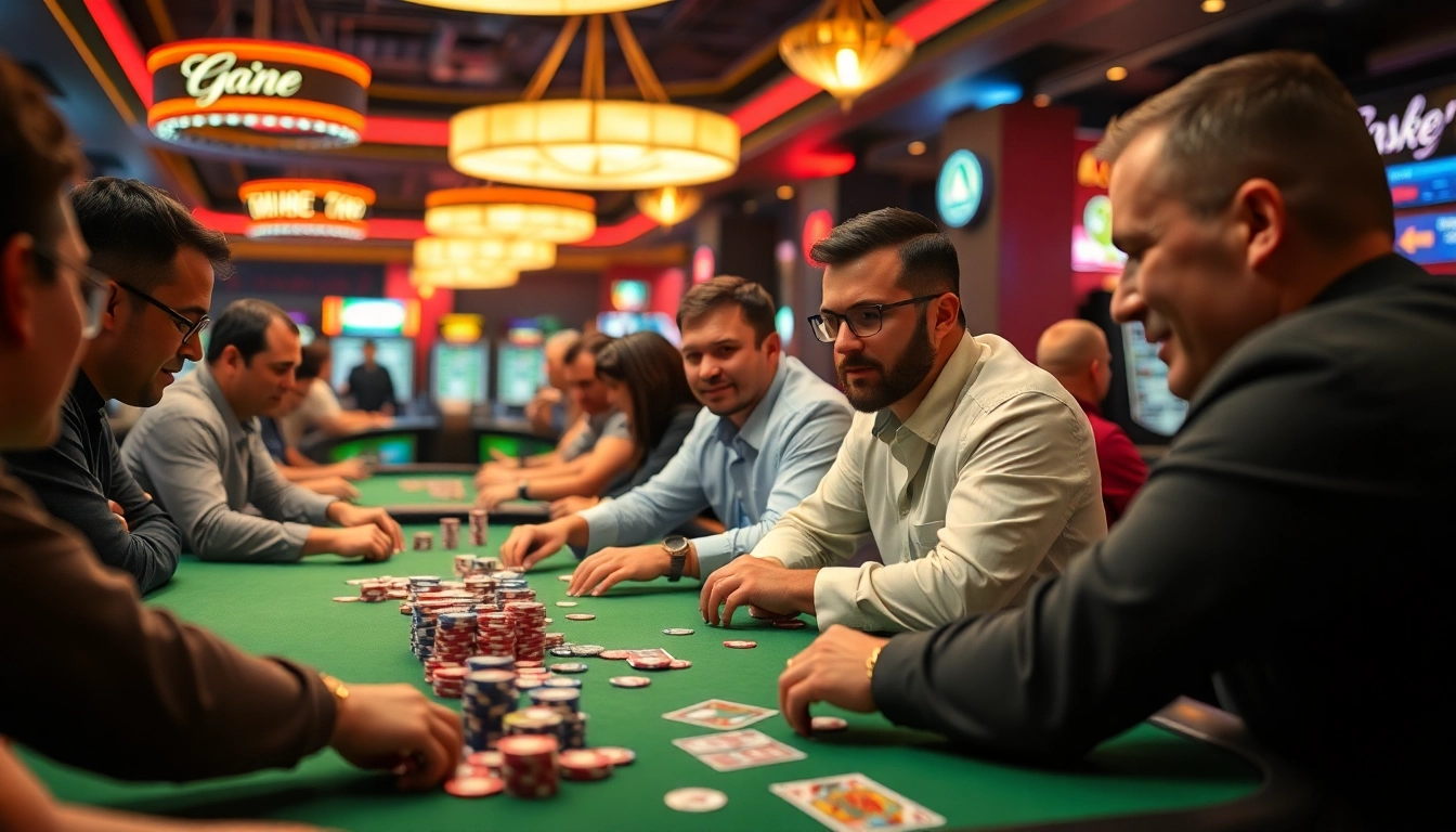 Engaging scene of gambling action at a casino table, highlighting excitement at https://ok88b.com for players.